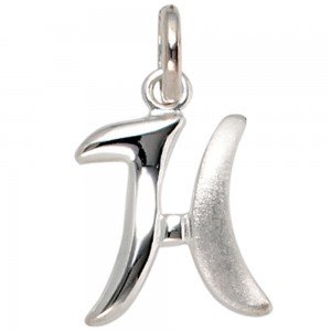 Anhänger Buchstabe H 925 Sterling Silber matt Buchstabenanhänger