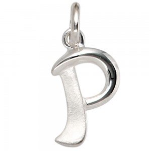 Anhänger Buchstabe P 925 Sterling Silber matt Buchstabenanhänger