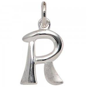 Anhänger Buchstabe R 925 Sterling Silber matt Buchstabenanhänger