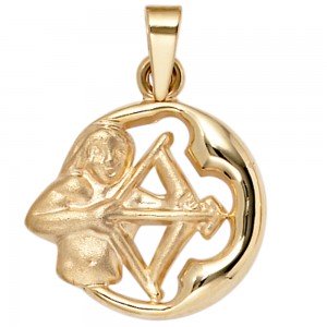 Anhänger Sternzeichen Schütze 375 Gelbgold matt Sternzeichenanhänger