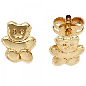 Kinder Ohrstecker Teddy 333 Gelbgold Ohrringe Kinderohrringe