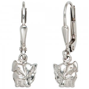 Kinder Boutons Elefant 925 Silber mattiert Ohrringe Ohrhänger Kinderohrringe