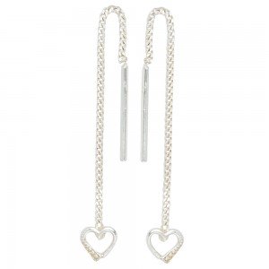 Durchzieh-Ohrhänger Herz 925 Sterling Silber Ohrringe zum Durchziehen