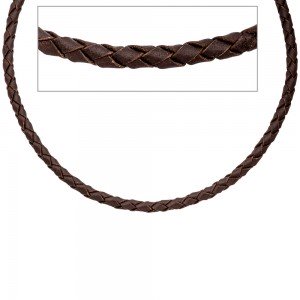 Leder Halskette Kette Schnur braun 45cm Karabiner 925 Sterling Silber