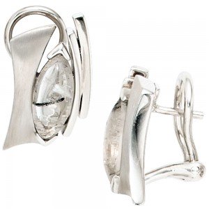Ohrstecker 925 Sterling Silber rhodiniert mattiert 2 Turmalinquarze Ohrringe
