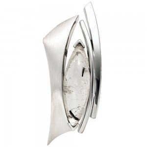 Anhänger 925 Sterling Silber rhodiniert mattiert 1 Turmalinquarz