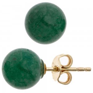 Ohrstecker Kugel 333 Gelbgold 2 Aventurine grün Ohrringe Goldohrstecker