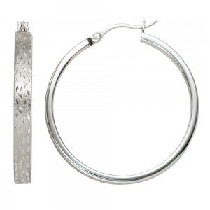 Creolen rund 925 Sterling Silber mattiert Ohrringe Silberohrringe Silbercreolen