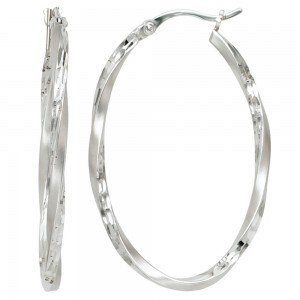 Creolen oval 925 Sterling Silber mattiert Ohrringe Silberohrringe Silbercreolen