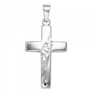 Anhänger Kreuz 925 Sterling Silber massiv gehämmert Kreuzanhänger Silberkreuz