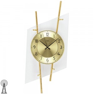 Funkwanduhr analog modern messing farben mit Glas