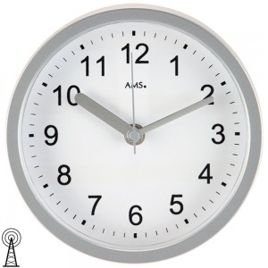 Wanduhr Tischuhr Badezimmeruhr Funk silbern wasserdicht