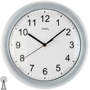 Funkwanduhr analog silbern rund schlicht
