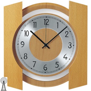 Funkwanduhr modern Holz Buche massiv mit Aluminium