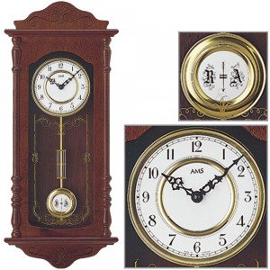 Wanduhr Quarz mit Pendel Holz nussbaum farben Pendeluhr