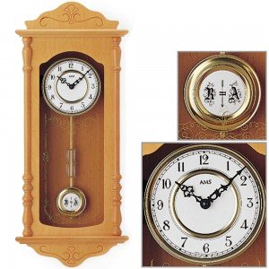 Wanduhr Quarz mit Pendel Holz Erle Pendeluhr