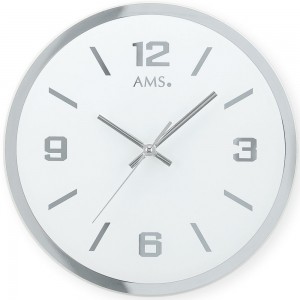Wanduhr Quarz analog silbern rund leise ohne Ticken aus Glas