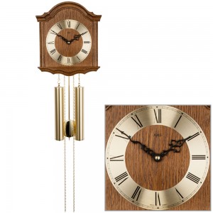 Wanduhr mit Pendel mechanisch Holz Eiche Heimuhr Pendeluhr
