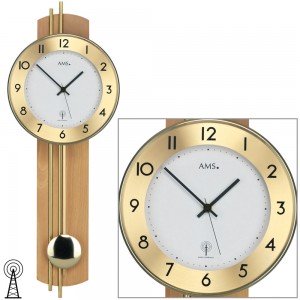 Funkwanduhr mit Pendel Holz buche furniert Pendeluhr