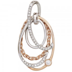 Anhänger verschlungen 585 Weißgold Rotgold bicolor 41 Diamanten Brillanten