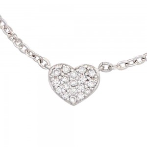Collier Kette mit Anhänger Herz 585 Weißgold 26 Diamanten 45cm Halskette