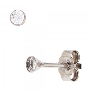Ohrstecker rund 333 Gold Weißgold 2 Zirkonia Ohrringe Goldohrstecker