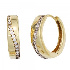 Creolen rund 333 Gelbgold bicolor Zirkonia Ohrringe Goldcreolen