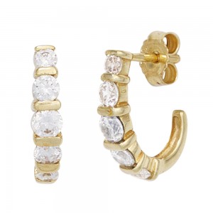 Halbcreolen 333 Gelbgold 10 Zirkonia Ohrringe Creolen Goldohrringe