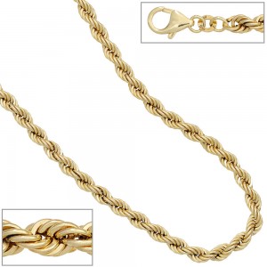 Kordelkette 585 Gelbgold 4,9mm 45cm Gold Kette Halskette Goldkette Karabiner
