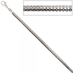 Erbskette 2-reihig 585 Weißgold 45cm Halskette Kette Weißgoldkette Karabiner