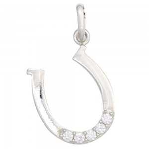 Kinder Anhänger Hufeisen 925 Sterling Silber 5 Zirkonia Kinderanhänger