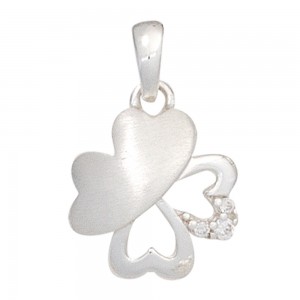 Kinder Anhänger Kleeblatt 925 Silber mit Zirkonia Glücksbringer Kinderanhänger