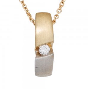 Kette mit Anhänger 585 Gelbgold bicolor 1 Diamant Brillant 43cm Halskette