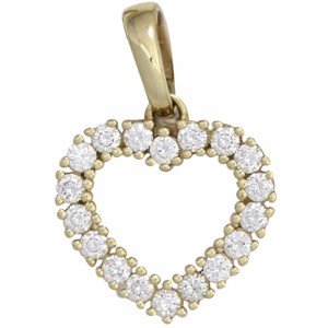 Anhänger Herz 585 Gelbgold 18 Diamanten Brillanten 0,50ct. Herzanhänger