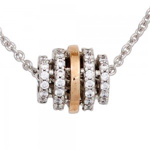 Collier Kette mit Anhänger 585 Gold bicolor 64 Diamanten Brillanten 45cm