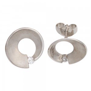 Ohrstecker 585 Weißgold matt 2 Diamanten Brillanten 0,07ct. Ohrringe