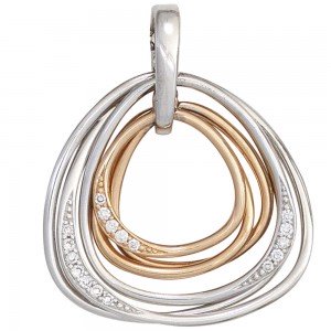 Anhänger 585 Weißgold Rotgold bicolor 17 Diamanten Brillanten