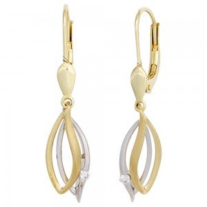 Ohrhänger 585 Gelbgold Weißgold bicolor 2 Diamanten Brillanten Ohrringe