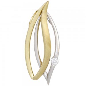 Anhänger 585 Gelbgold Weißgold bicolor 1 Diamant Brillant Diamantanhänger