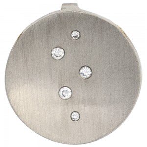 Anhänger rund 950 Platin matt 5 Diamanten Brillanten 0,05ct. Platinanhänger
