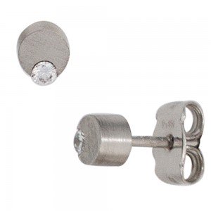 Ohrstecker 950 Platin matt 2 Diamanten Brillanten Ohrringe Platinohrringe