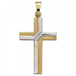 Anhänger Kreuz 333 Gelbgold bicolor mattiert Kreuzanhänger Goldkreuz