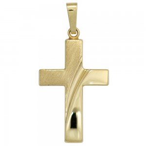 Anhänger Kreuz 585 Gelbgold mattiert Kreuzanhänger Goldkreuz