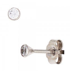 Ohrstecker rund 333 Gold Weißgold 2 Zirkonia Ohrringe Goldohrstecker