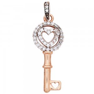 Anhänger Schlüssel 333 Rotgold bicolor mit Zirkonia