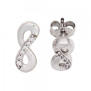 Ohrstecker Unendlichkeit 333 Gold Weißgold 12 Zirkonia Ohrringe Goldohrstecker