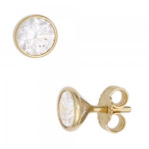 Ohrstecker rund 333 Gelbgold 2 Zirkonia Ohrringe Goldohrstecker