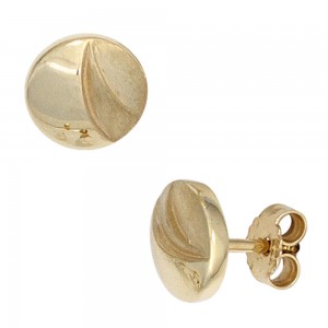 Ohrstecker rund 333 Gelbgold mattiert Ohrringe Goldohrstecker