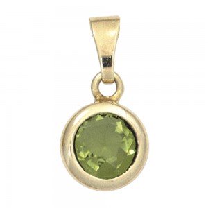 Anhänger rund 585 Gelbgold 1 Peridot grün Goldanhänger