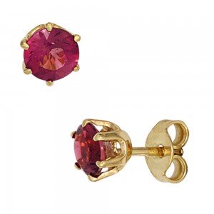 Ohrstecker rund 585 Gelbgold 2 Turmaline rosa pink Ohrringe Goldohrstecker
